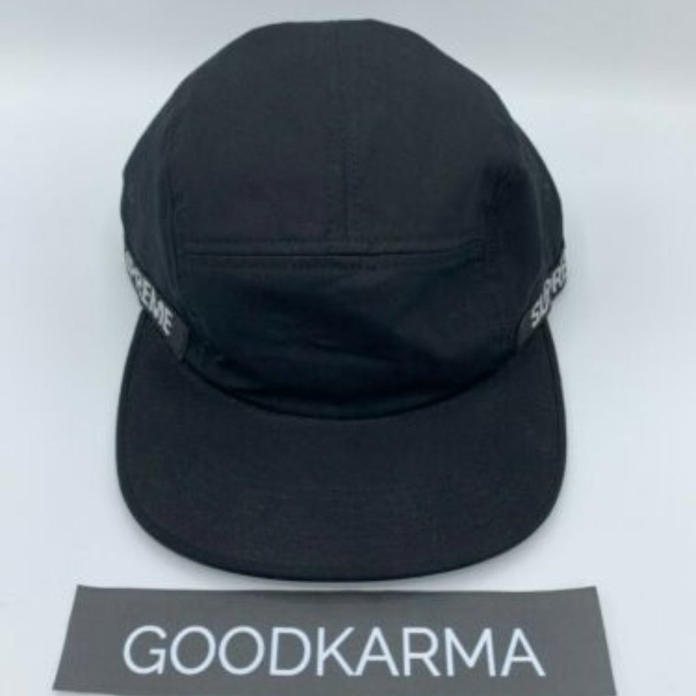 Supreme logo tape strap camp cap black